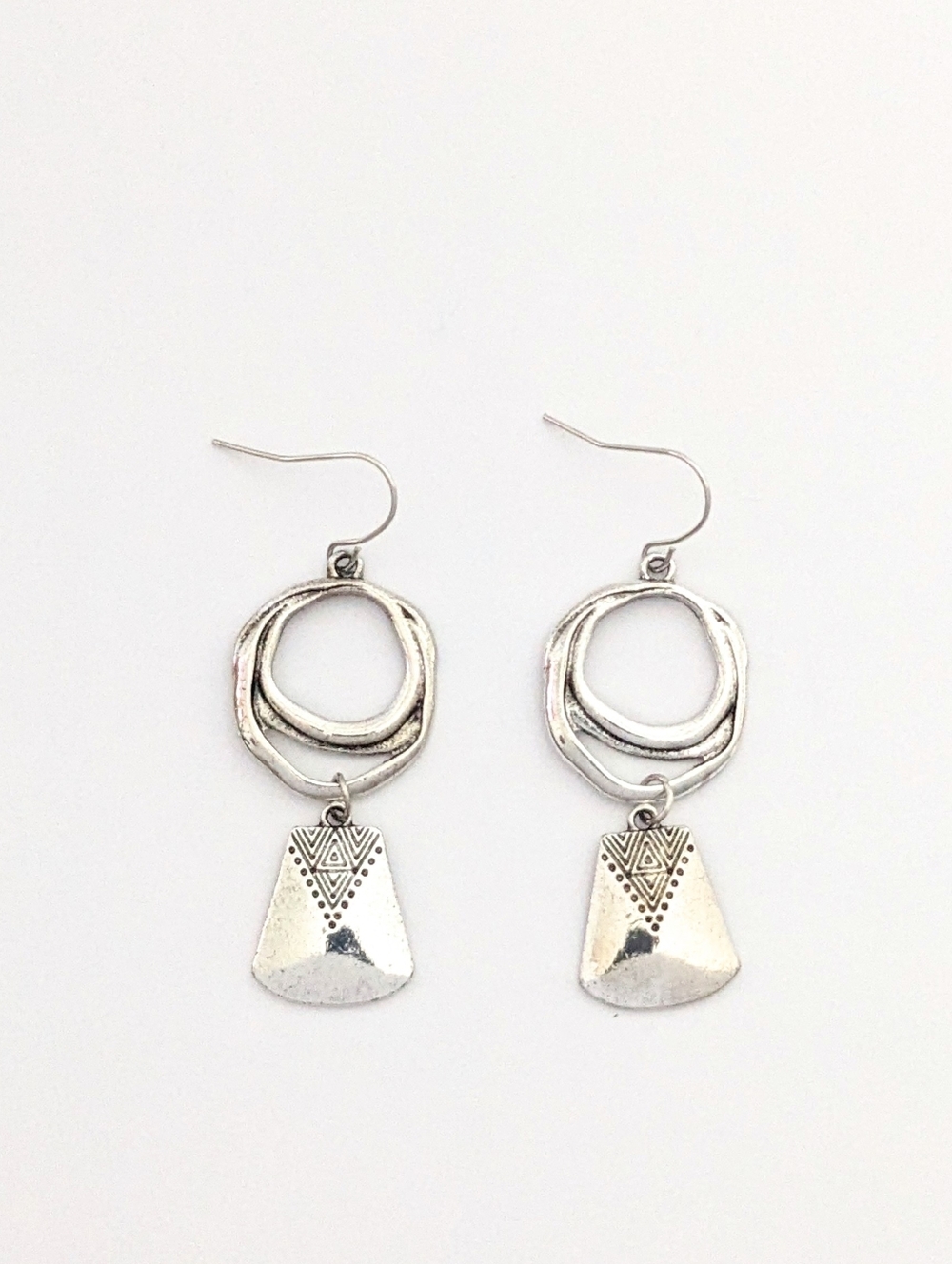 SilvercTextured Geometric Earrings